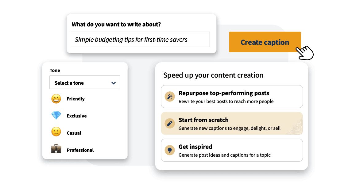 Hootsuite built-in AI tool caption writer